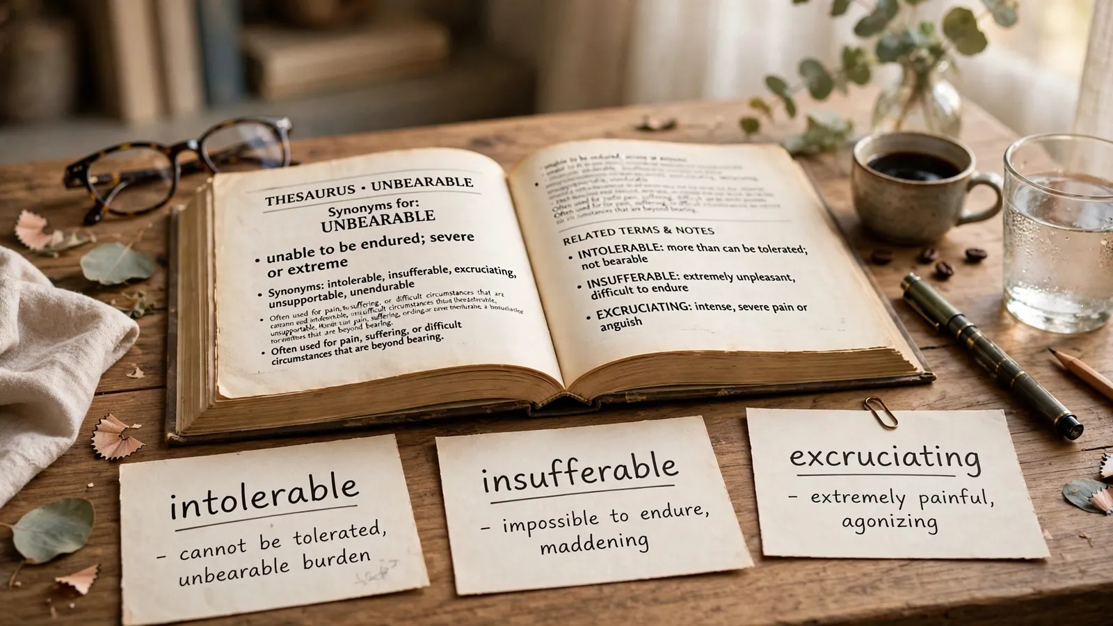 Synonyms for Unbearable